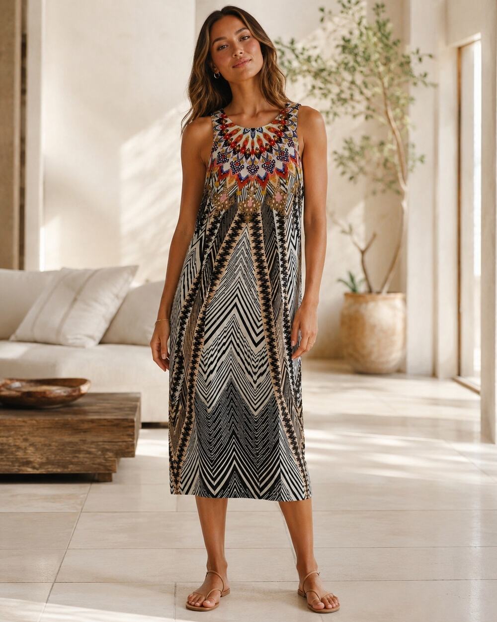 Anthropologie HD In Paris Solstice Silk Sleeveless Sheath Dress Women 2 Colorful